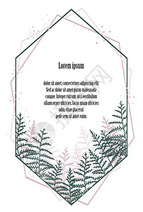 柱形矢量插图框自然背景带树枝的请柬卡模板树叶装饰图片