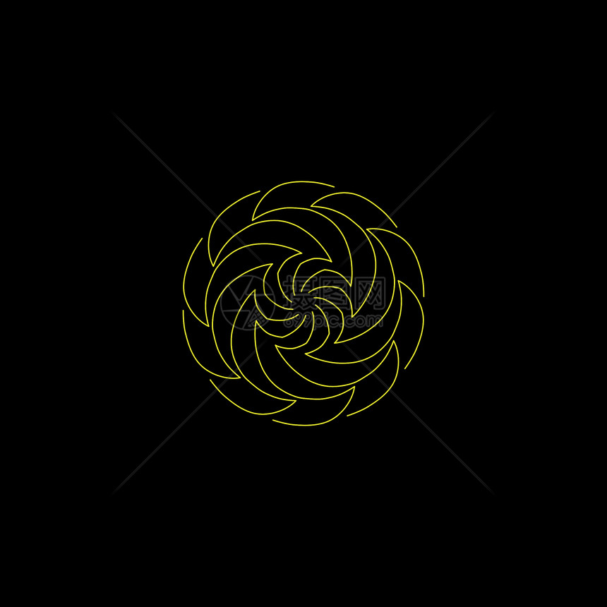 抽象花朵的简单组成曼达拉形状和黑色背景图片