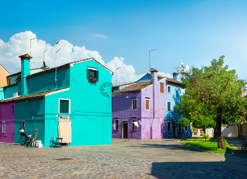 意大利布拉诺街上多姿彩的房屋意大利布拉诺图片