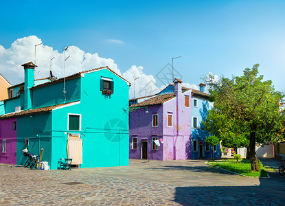 意大利布拉诺街上多姿彩的房屋意大利布拉诺图片