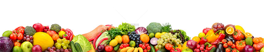 白色背景上孤立的全新鲜水果和蔬菜图片