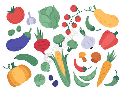 豌豆元素手绘卡通农场蔬菜矢量元素插图插画