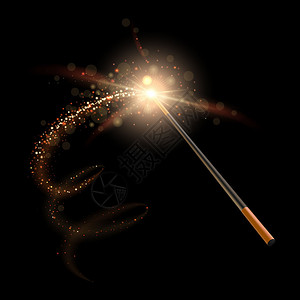 闪光棒魔法杖闪烁奇异的孤立魔杖法棒闪亮透明的光向量插图神秘的幻象概念魔杖神奇的插画