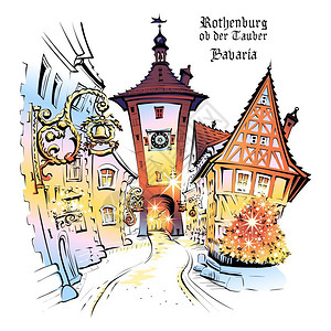 罗森堡手绘城市风景插画