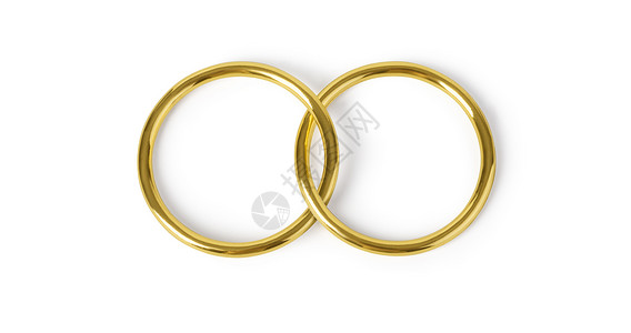 金环在白色背景上被孤立婚礼环顶视图带有剪切路径图片