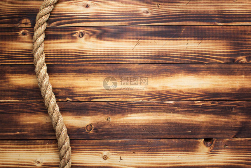 木制背景的船绳木板纹理图片