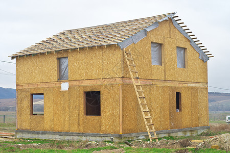 建造SIP板木房建筑设计要素背景图片