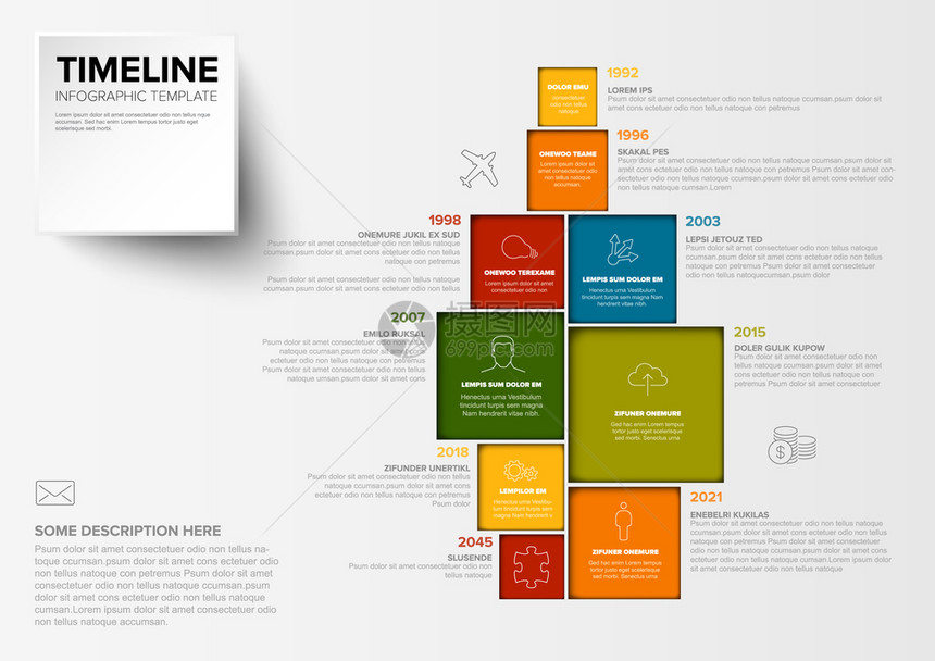 带有方块的Infographic模板图片