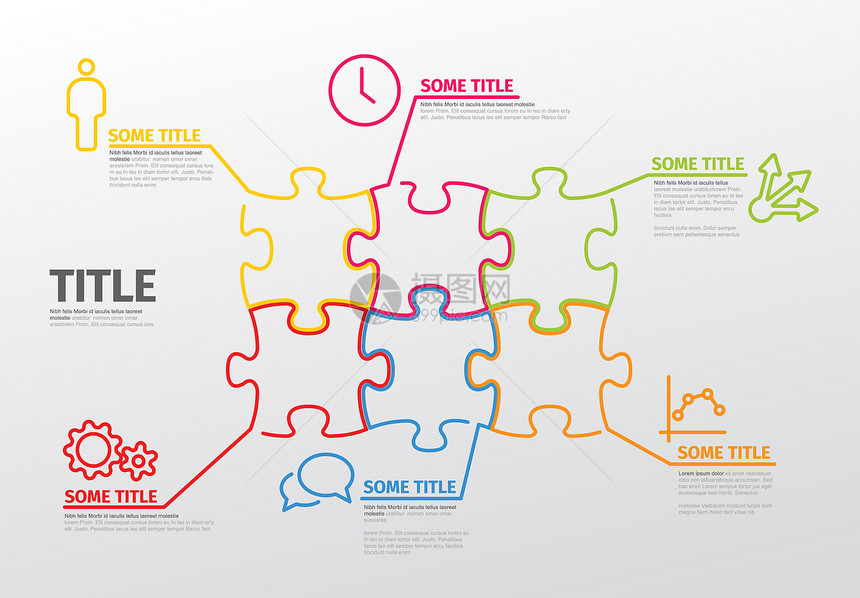 从行和图标制成的矢量拼图Infographic报告模板图片