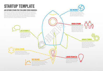 项目企业摘要带有空间火箭的短线启动插图模板短线启动插图模板插画