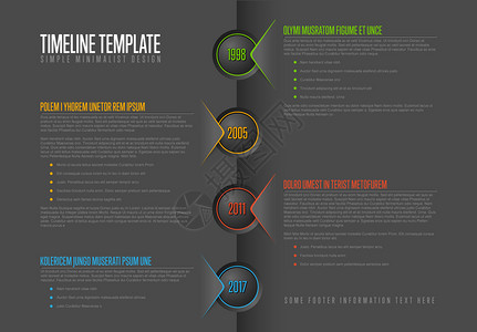 时间轴设计矢量信息时间表报告模板暗版插画