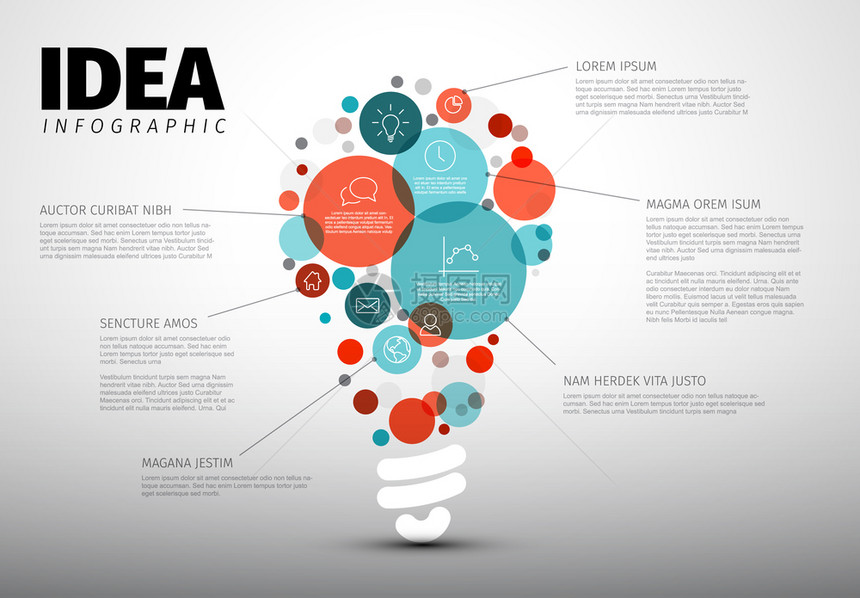 矢量思想Infographic模板圆圈含有灯泡形状的某些内容图片