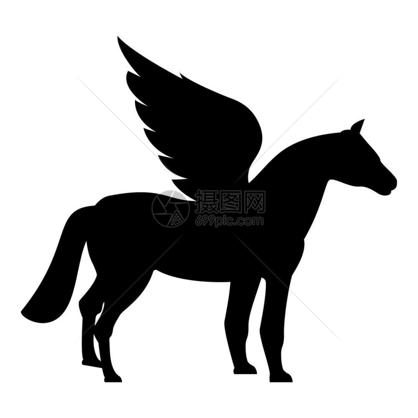 PegasusWingsed马的双翼圆形木形形图像图片