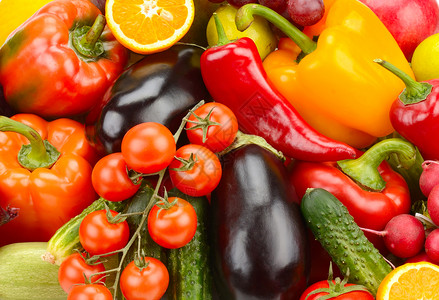 新鲜蔬菜和水果的背景图片