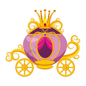 公主马车公主的马车装饰着钻石皇冠矢量图插画