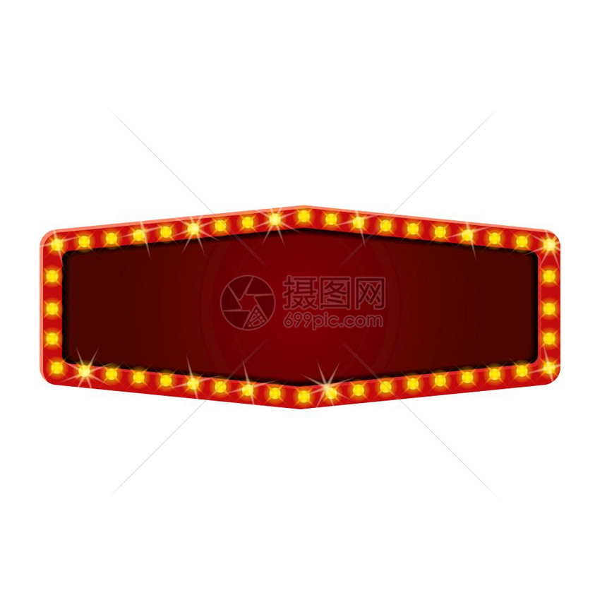 红色反光框架带有发灯模板红色反光框架带有发灯模板虚拟广告牌亮信号板光标矢量孤立广告促销图片