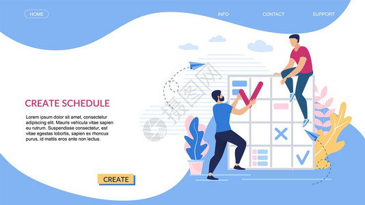 信息封条创建排程信函Flyer校正组织办公室工作Guy坐在大日历上海报ManNotes已完成日历任务矢量I说明背景图片