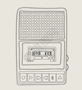 Vintage磁带录音机矢量草图图片