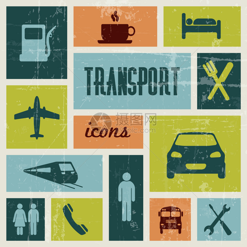 矢量年装运输交通海报图片