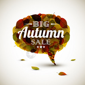 矢量秋季销售泡沫由多彩的秋叶制成图片
