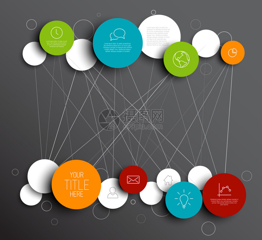 黑暗矢量抽象圆圈图解信息网络模板其中含有您内容的位置图片