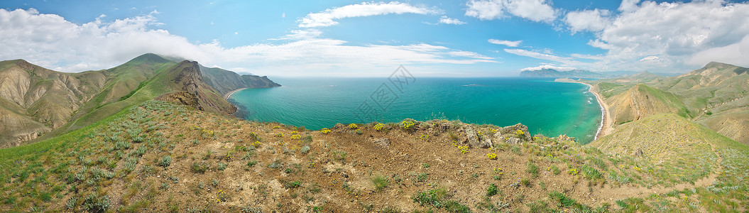 海山泉湾大全景自然观构成图片素材