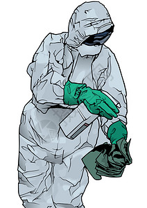 实验工作服穿着防护服消毒的医务人员卡通矢量插画插画