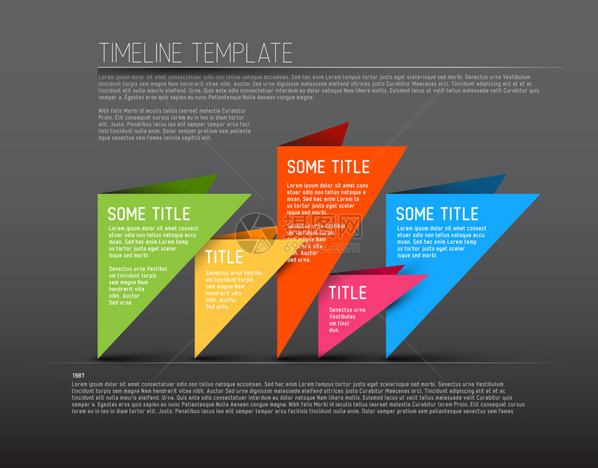 带三角形的多彩黑暗矢量Inflog时间表报告模板图片