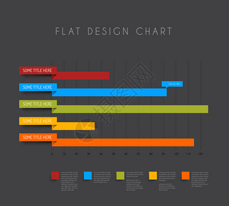 矢量平板设计统数据列水平图表黑暗版本图片