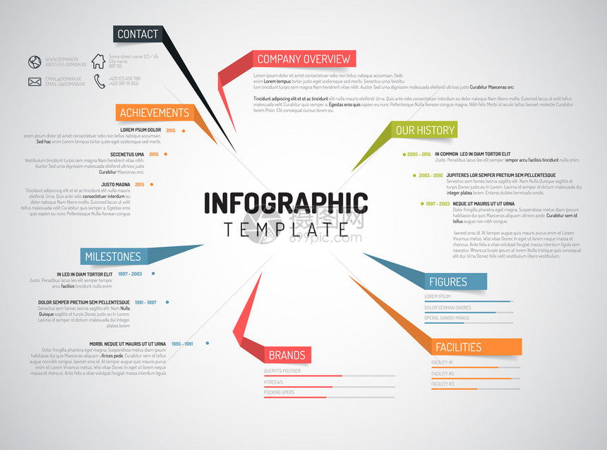 矢量公司Infographic概览设计模板带有多彩标签图片