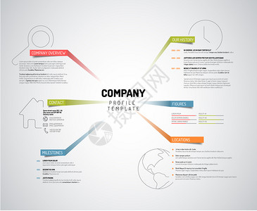 企业架构素材矢量公司Infographic概览设计模板带有多彩标签光版插画