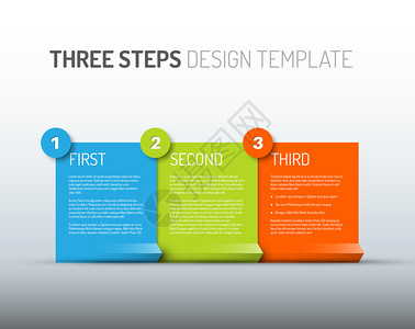 具有三个步骤的矢量纸进度设计模板背景图片