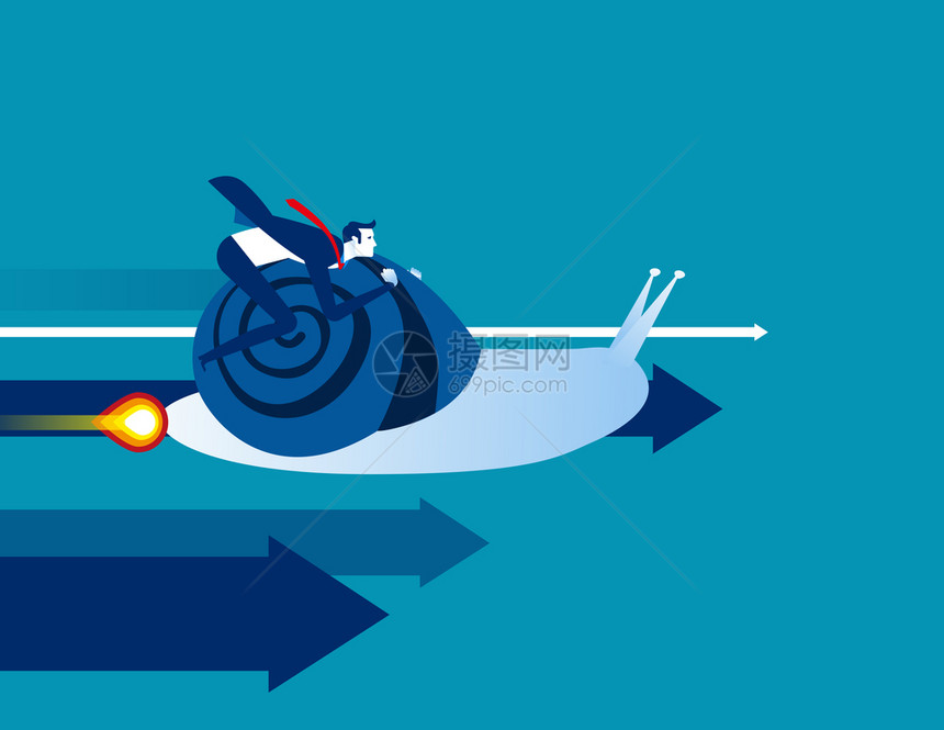 商人蜗牛骑车概念商业矢量图平板商业漫画格风设计图片