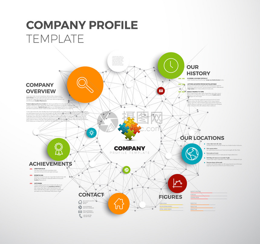 矢量公司Infographic概览设计模板背景有网络图片
