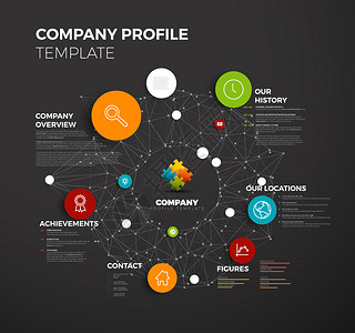矢量公司Infographic概览设计模板背景网络黑暗版本图片