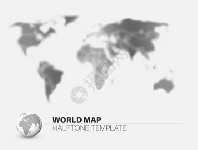 大陆具有半调效果的世界由您信息图表报告点制成的模板光版插画