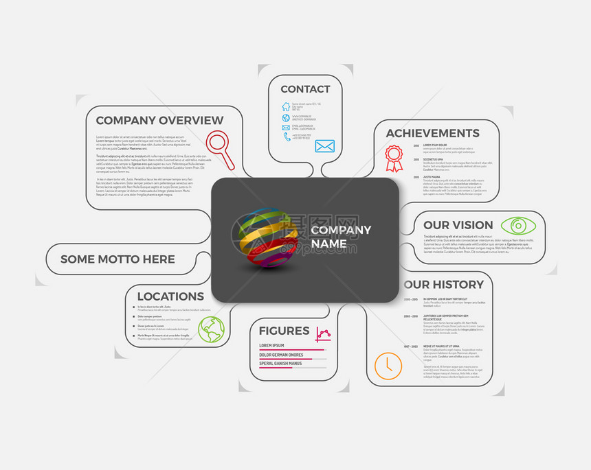 矢量公司Infographic概览设计模板带有多彩标签光版图片