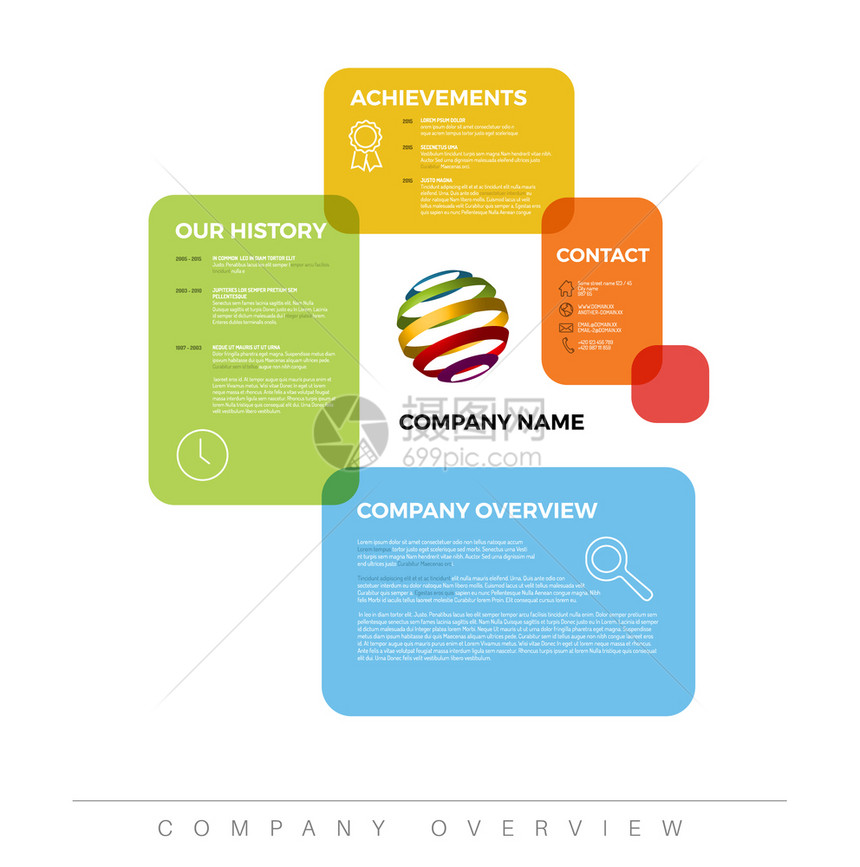 矢量公司Infographic概览设计模板带有多彩标签光版图片