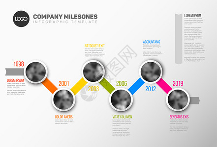 定时线模板在彩色条上带有圆圈光占位符背景图片