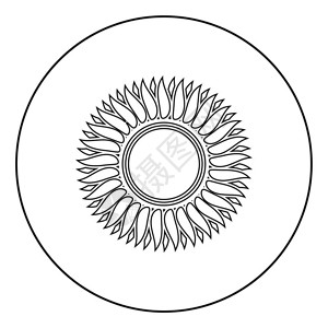 黑色圆形太阳图案矢量插图图片