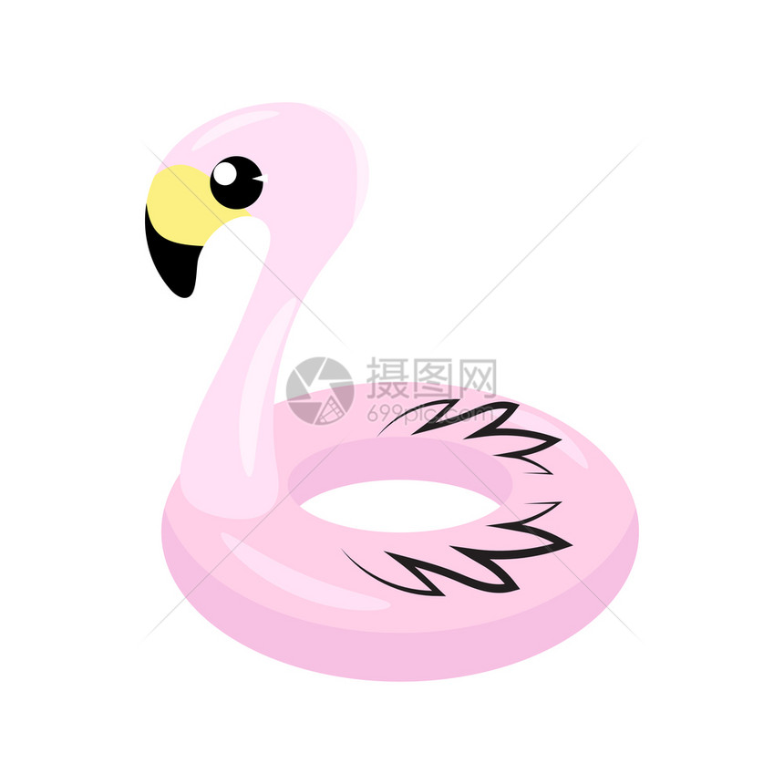白色背景中分离的可充气粉红火烈哥玩具儿童游泳池环橡胶热带鸟类形状白色背景中的可充气粉红火烈哥玩具橡胶热带鸟类形状图片