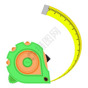 尺子矢量手持Roulette建筑工具白色背景隔离的工业措施磁带图标手持的建筑工具背景