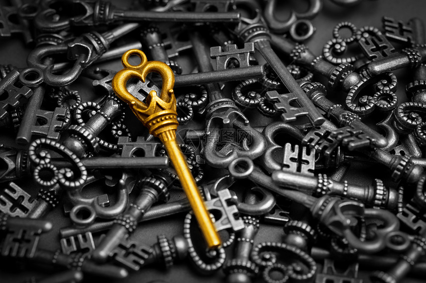 网上成功商业概念的金属钥匙图片