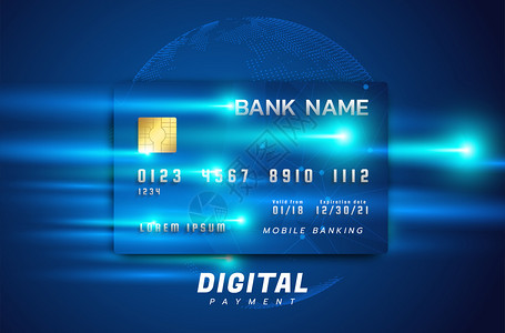 蓝色转让洁具互联网银行概念在线支付信用卡交易数字技术转让付款插画
