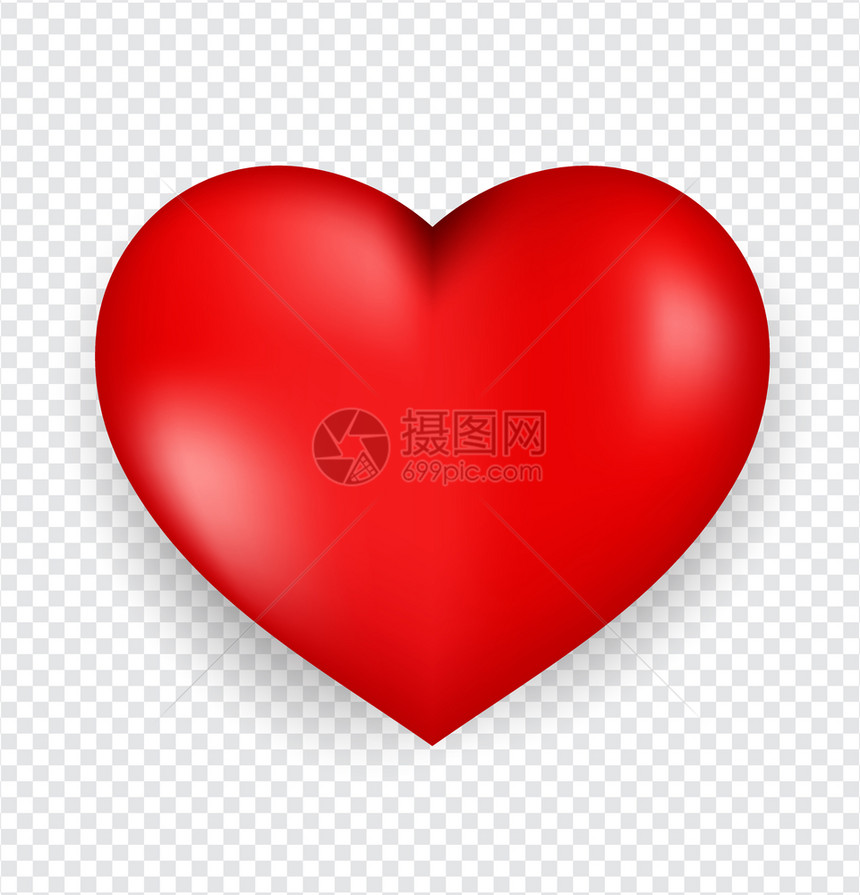 红心被隔离在透明背景上情人节快乐的问候模板图片