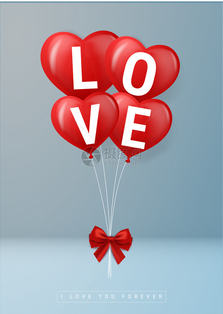 快乐的情人节展示爱的气球美丽形状爱气球美丽图片