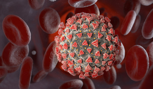 血液中的科罗纳病毒 一种呼吸道的病原体 3D制成图片