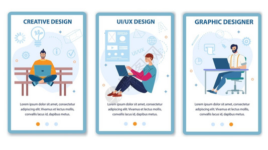 移动着陆板平提供计算机图形UIUX设计服务从事创建新软件无线框架和应用的漫画设计员和编程矢量说明移动网页成套提供计算机设员服务图片
