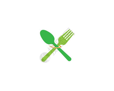 不锈钢餐具勺和叉矢口图示设计插画