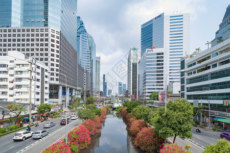 泰国曼谷市中心金融商业区美景背景图片